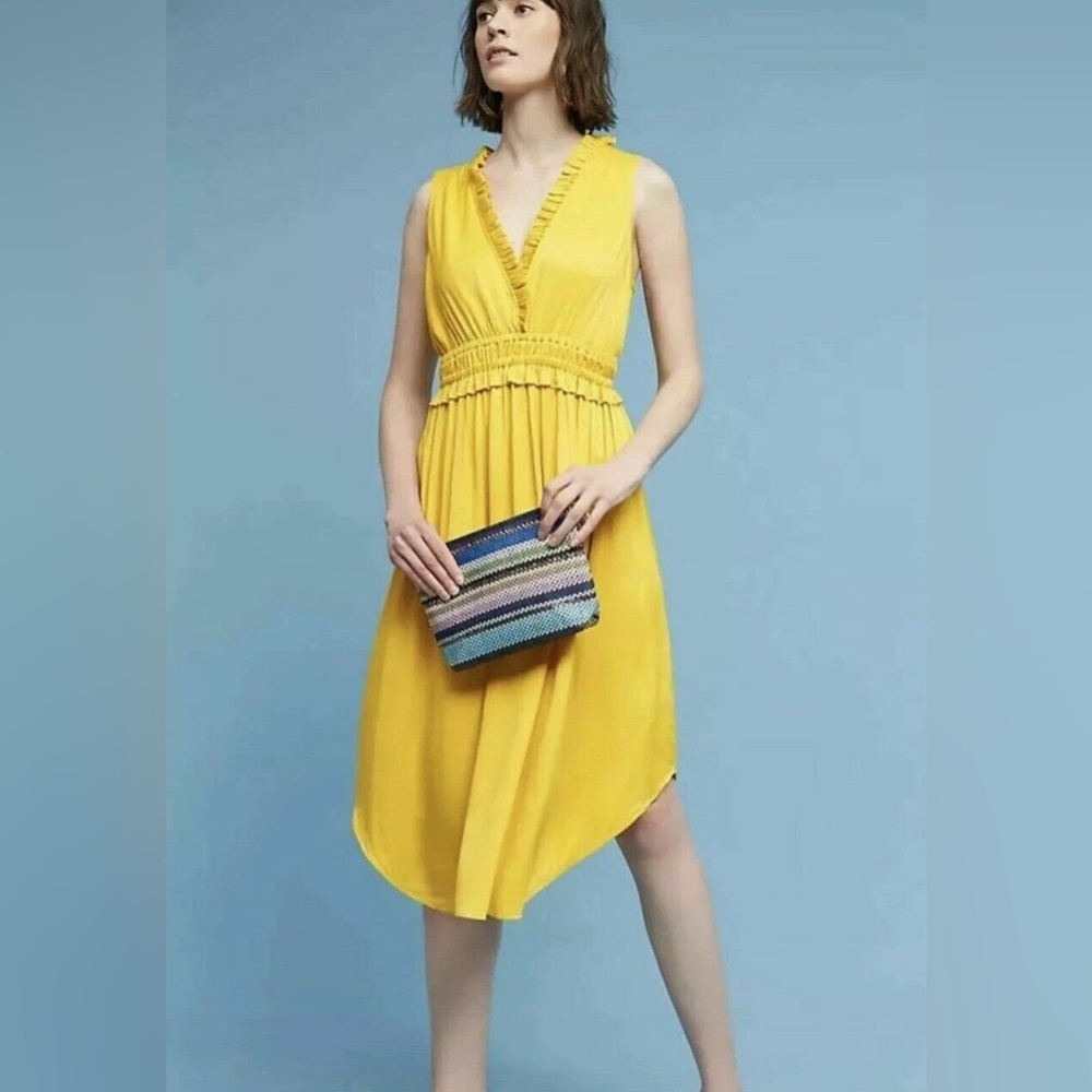 Anthropologie Maeve La Habana Yellow / Gold Sleeveless Women's Dress ~ XS